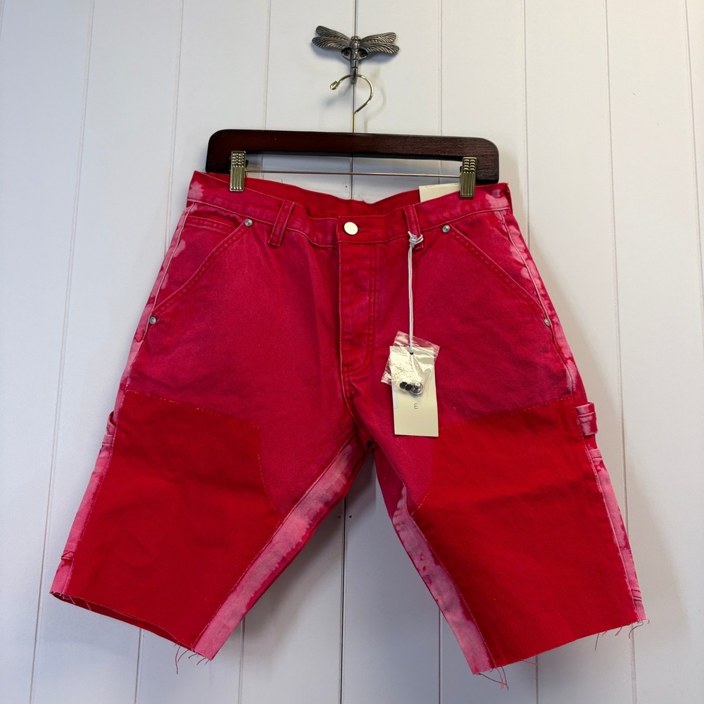 MNML Streetwear Carpenter Tie Dye Denim Shorts Men Size 29 Utility Dopamine
